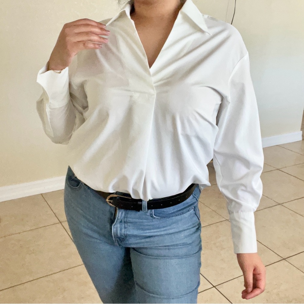 White Elegant Women's Casual Long Sleeve